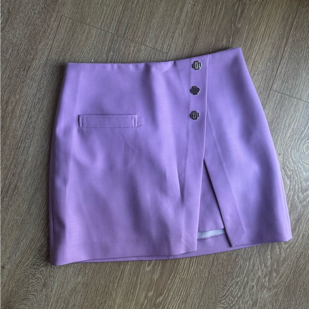 MAJE Lavender Mini Skirt with Button Detail